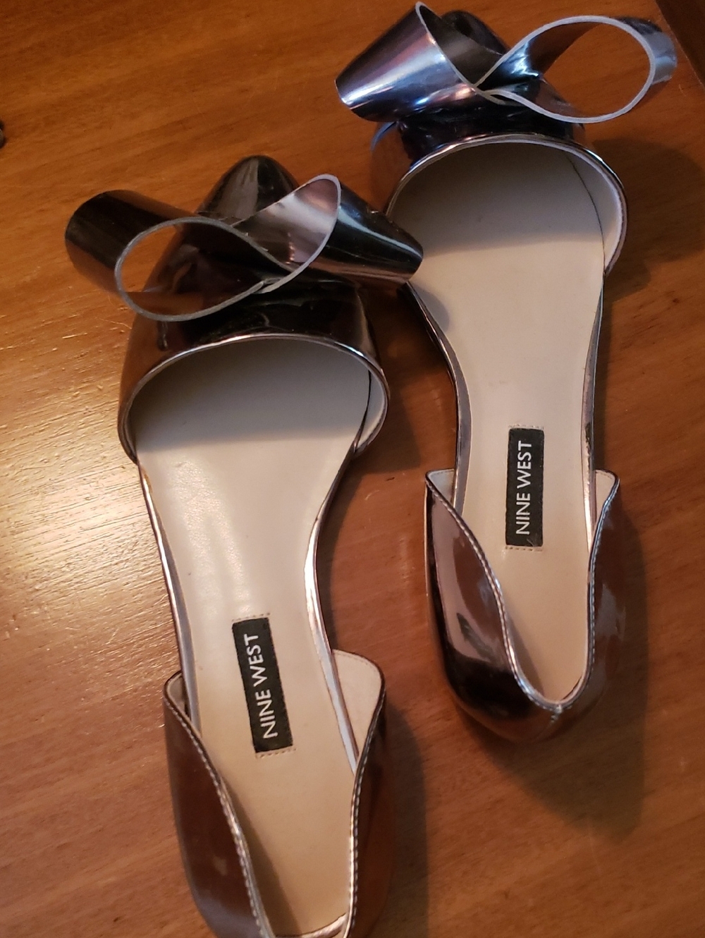Nine West Rose Gold Bow D'Orsay Flats